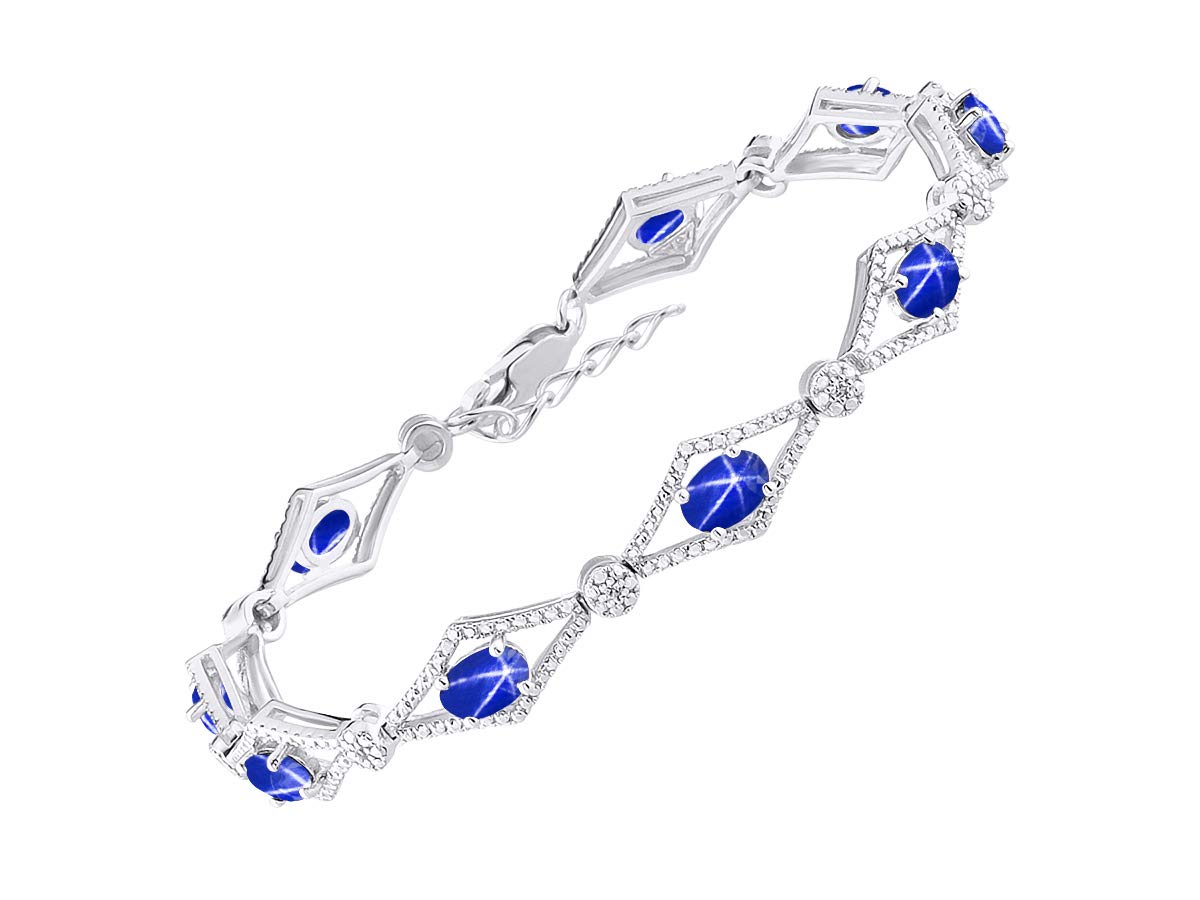 Rylos Women's 925 Sterling Silver Tennis Bracelet with Gemstones & Diamonds - Adjustable 7-8 Inch Wrist - 9 Stunning 6X4MM Birthstone Options - Elegant Jewelry Gift for Women - Perfect for Friendship, Anniversary & Special Occasions