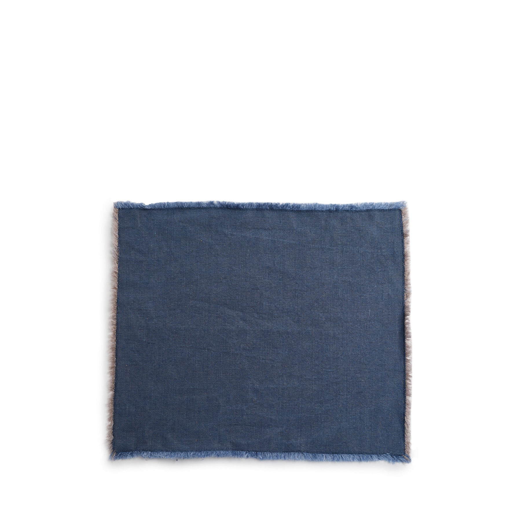 Premium Linen Hopsack Placemats Set of 2 - Indigo Blue Table Mats for Dining, Kitchen Decor & Formal Dinner Settings - Natural Woven Fabric Place Settings for Home & Restaurant Use