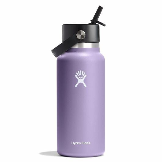32 oz Wide Mouth Water Bottle with Flex Straw Lid - Insulated Stainless Steel, Leak Proof, BPA Free - Perfect for Gym, Hiking, Travel & Everyday Hydration