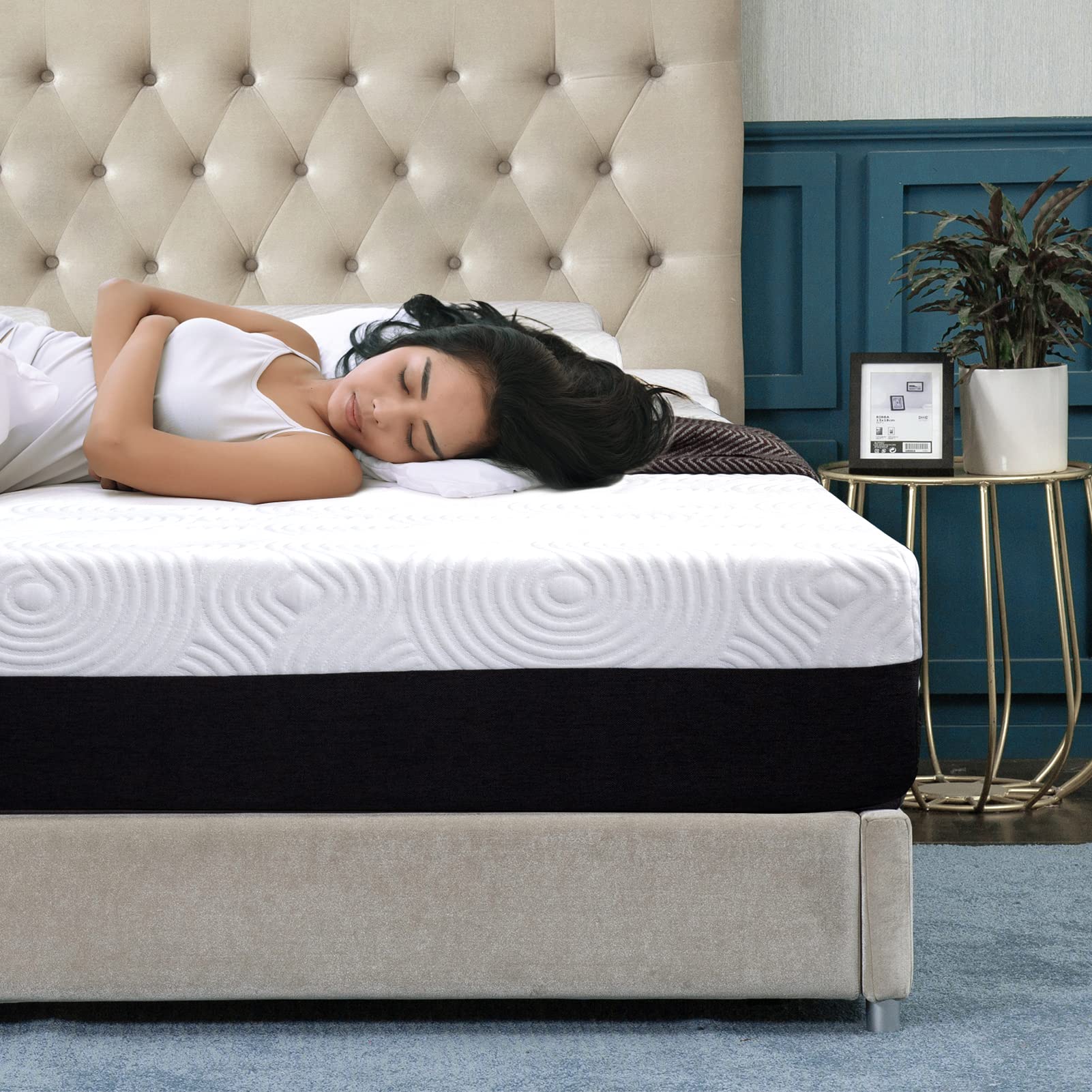 10 Inch Green Tea Memory Foam Mattress - Queen Size Medium Firm Pressure Relieving Bed, CertiPUR-US Certified, Made in USA | Perfect for Back Pain Relief, Guest Rooms & Small Apartments