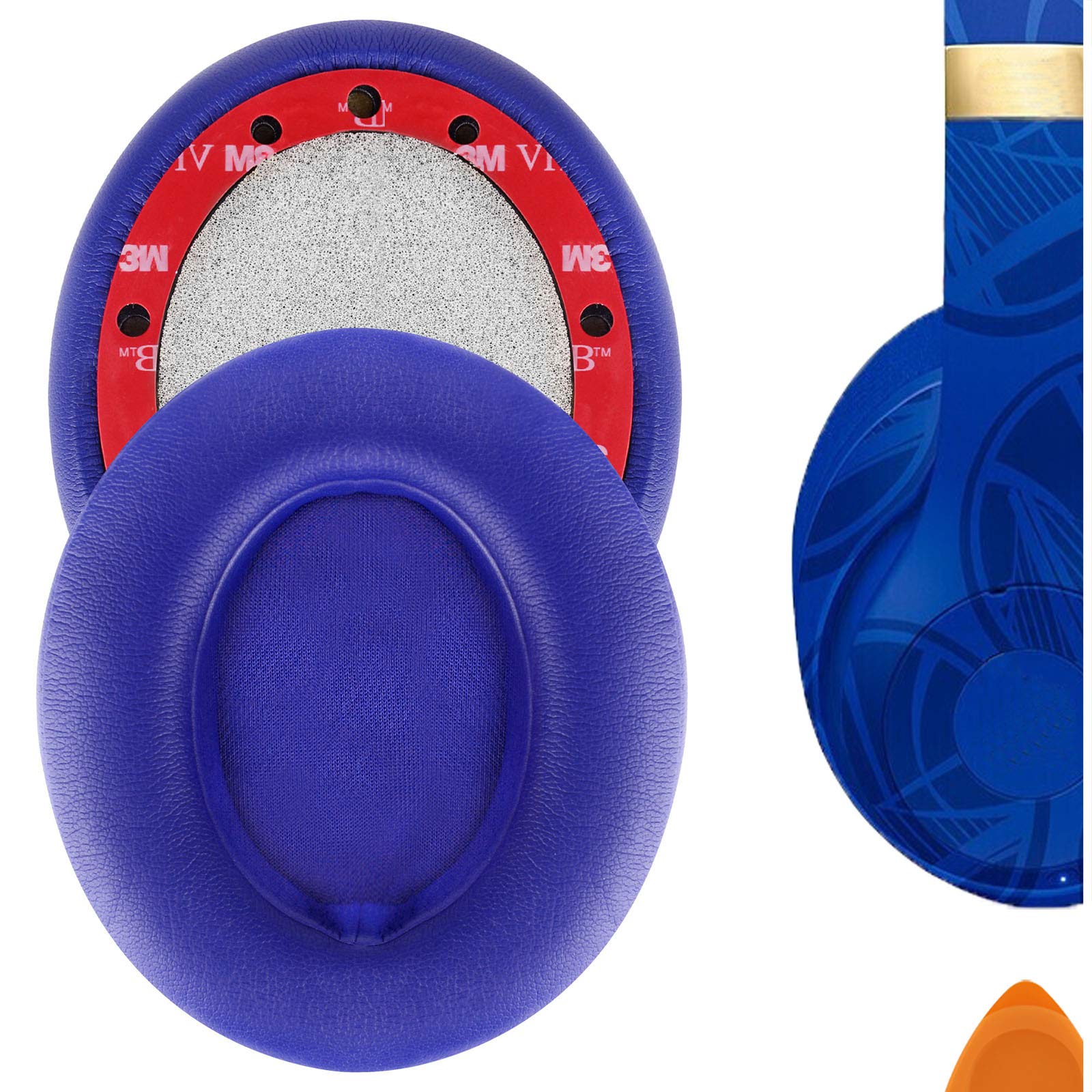 Geekria PRO Extra Thick Replacement Ear Pads for Beats Studio 3 Wireless Headphones - Premium Memory Foam Cushions for A1914 Model (Dark Blue) - Perfect for Gaming, Music & Travel Comfort