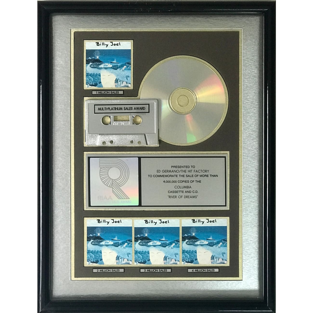 Billy Joel River Of Dreams RIAA 4x Multi Platinum Album Award - Official Music Collectible for Fans & Home Decor