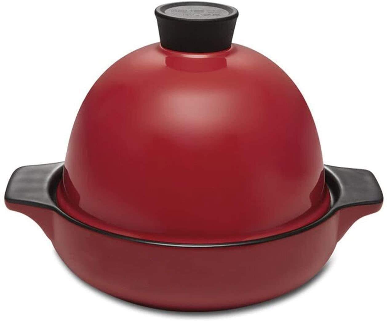 Premium Ceramic Casserole Dish - Non-Stick Stoneware Pot for Rice, Stews & Baking - High Temperature Resistant Clay Cookware (Red) - Perfect for Oven, Stovetop & Serving Dishes