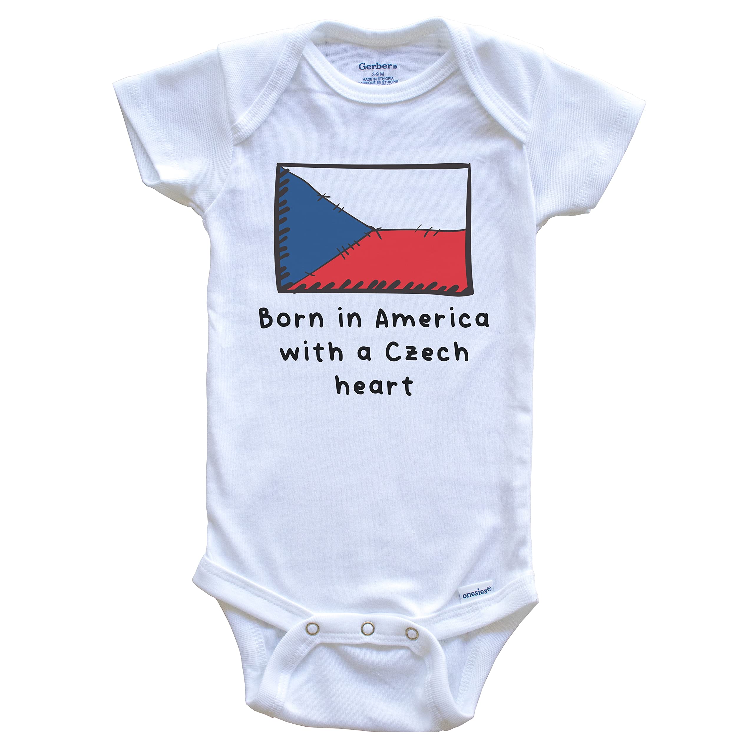 Adorable Czech Republic Flag One-Piece Baby Bodysuit - Made in USA | Perfect for Holidays, National Pride & Photo Shoots