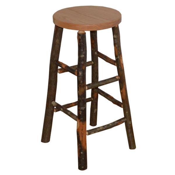 Premium Hickory Wood Bar Stool with Back Support - Rustic Farmhouse Style Counter Height Stool for Kitchen Island, Breakfast Nook & Home Bar (Set of 1) - Natural Wood Finish, Durable & Comfortable Seating