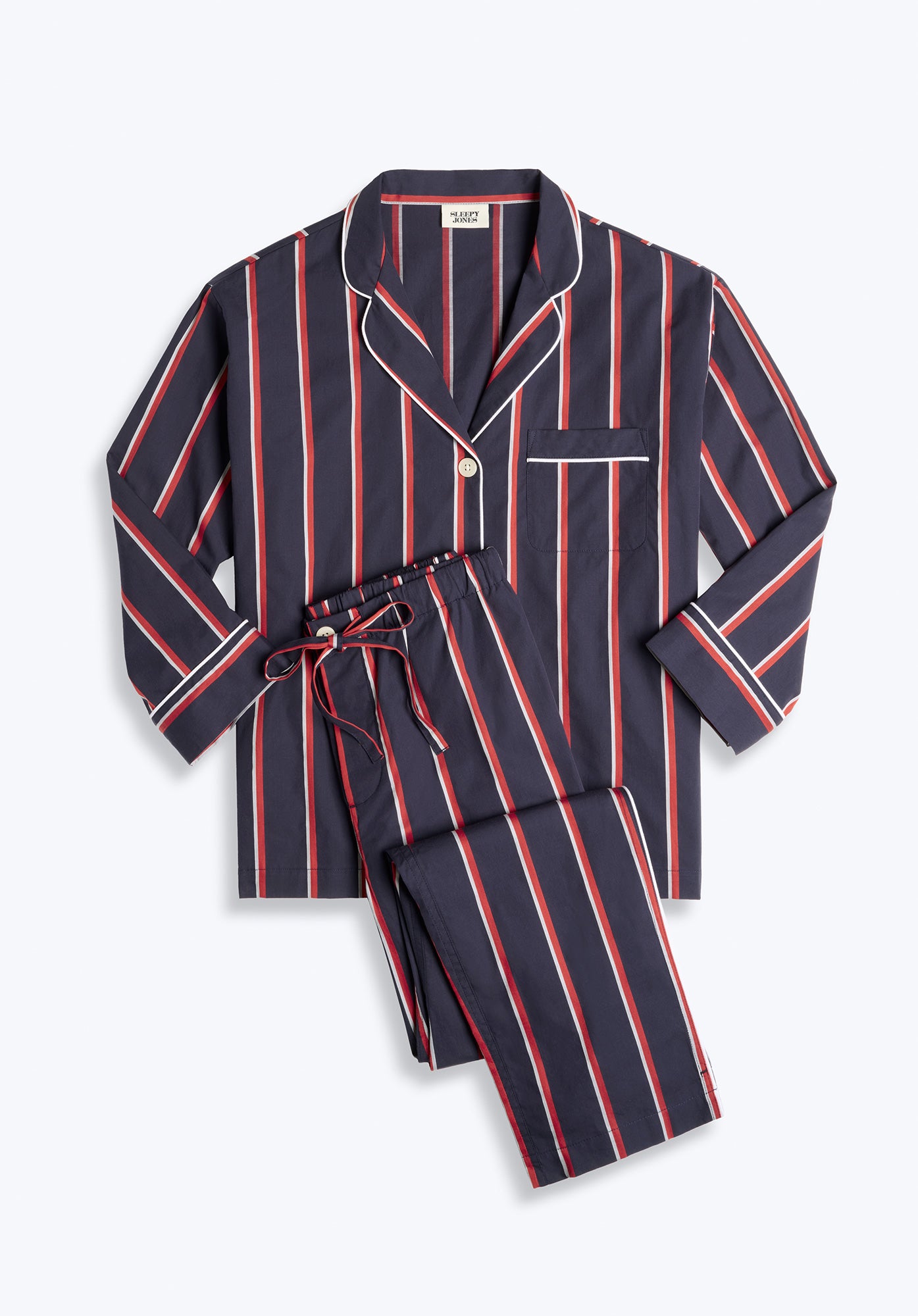 Stylish Marina Pajama Set - Navy Blue Striped Cotton Sleepwear for Women | Perfect for Lounging, Sleepovers & Cozy Nights at Home