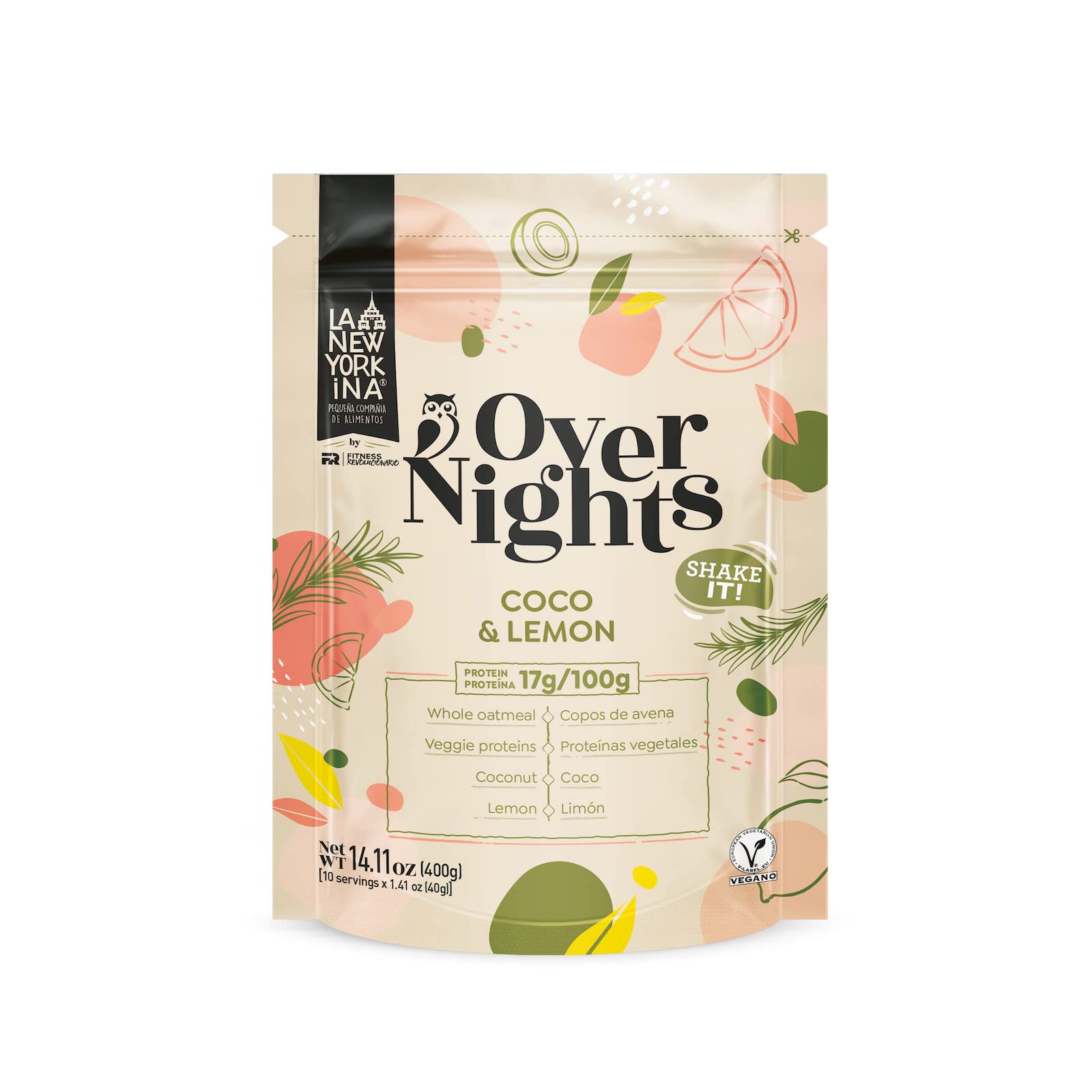LA NEWYORKINA OVERNIGHT OATS - Coco & Lemon Flavored with Dehydrated Blueberries | High Protein Breakfast Cereal | Quick & Healthy Morning Meal for Busy Professionals