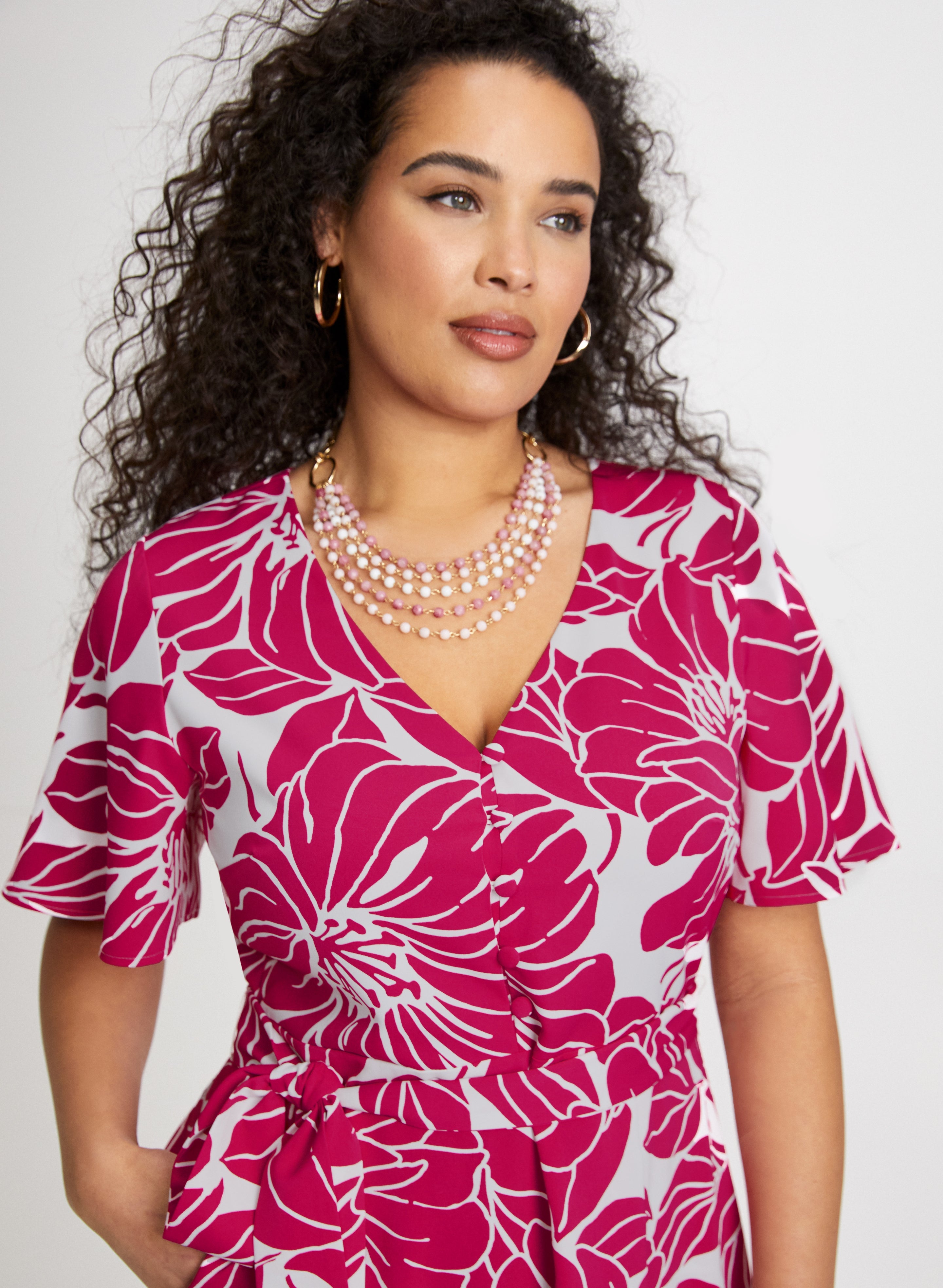 Elegant Floral Self-Tie Sash Dress for Women | Summer Wedding Guest Dress & Garden Party Outfit