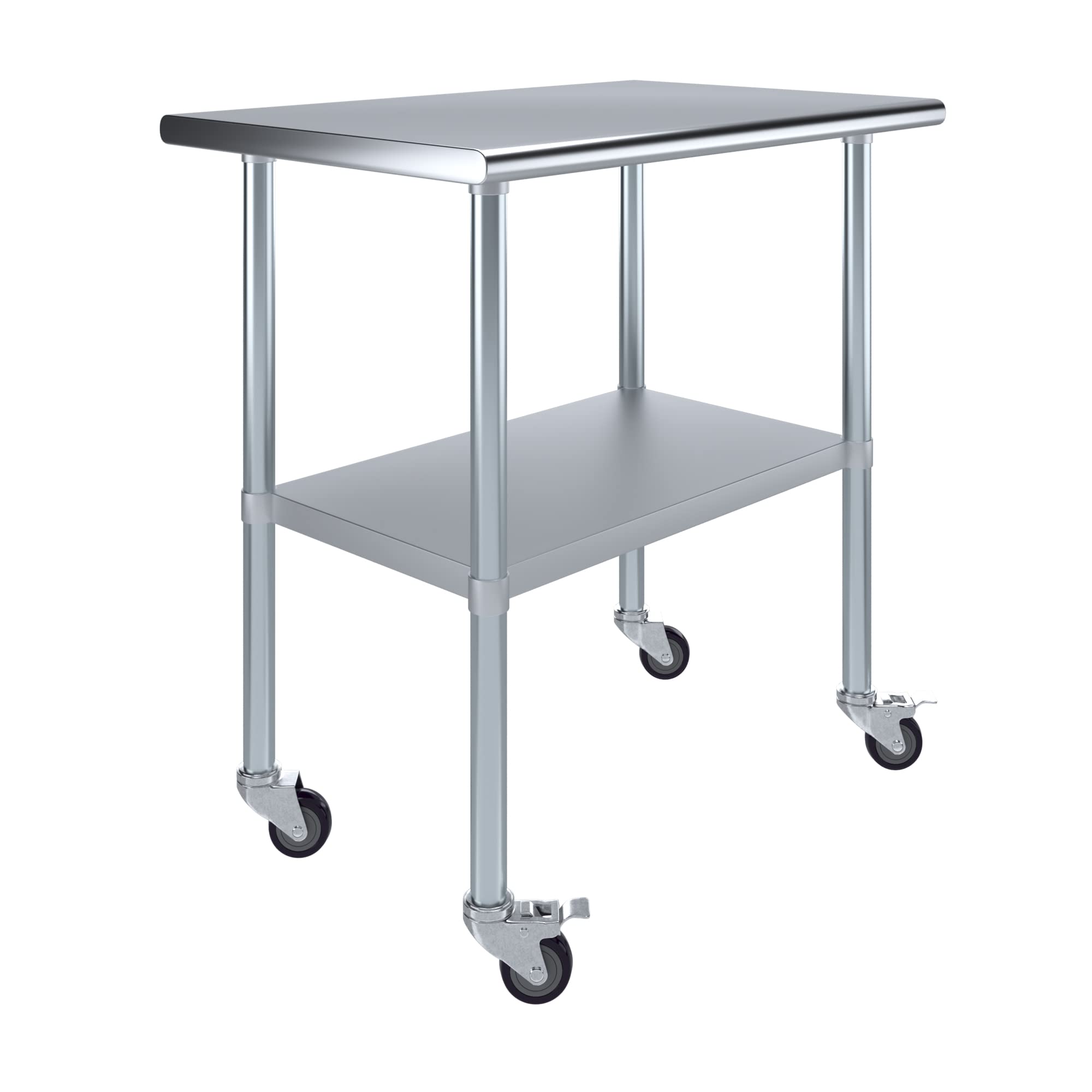 AmGood Stainless Steel Work Table with Wheels - Heavy Duty Metal Utility Table with Casters, 36