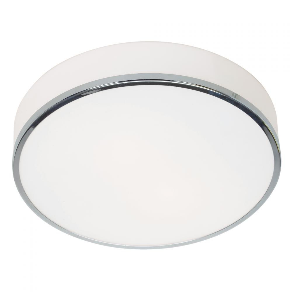 Chrome & Opal Aero 2-Light Flush Mount Ceiling Light Fixture - Modern Lighting for Bedroom, Hallway, and Entryway