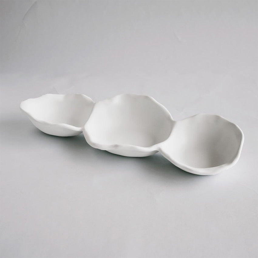 Beatriz Ball Vida Nube Triple Dip White Serving Bowl - Elegant Appetizer & Dessert Tray for Parties, Entertaining & Home Decor