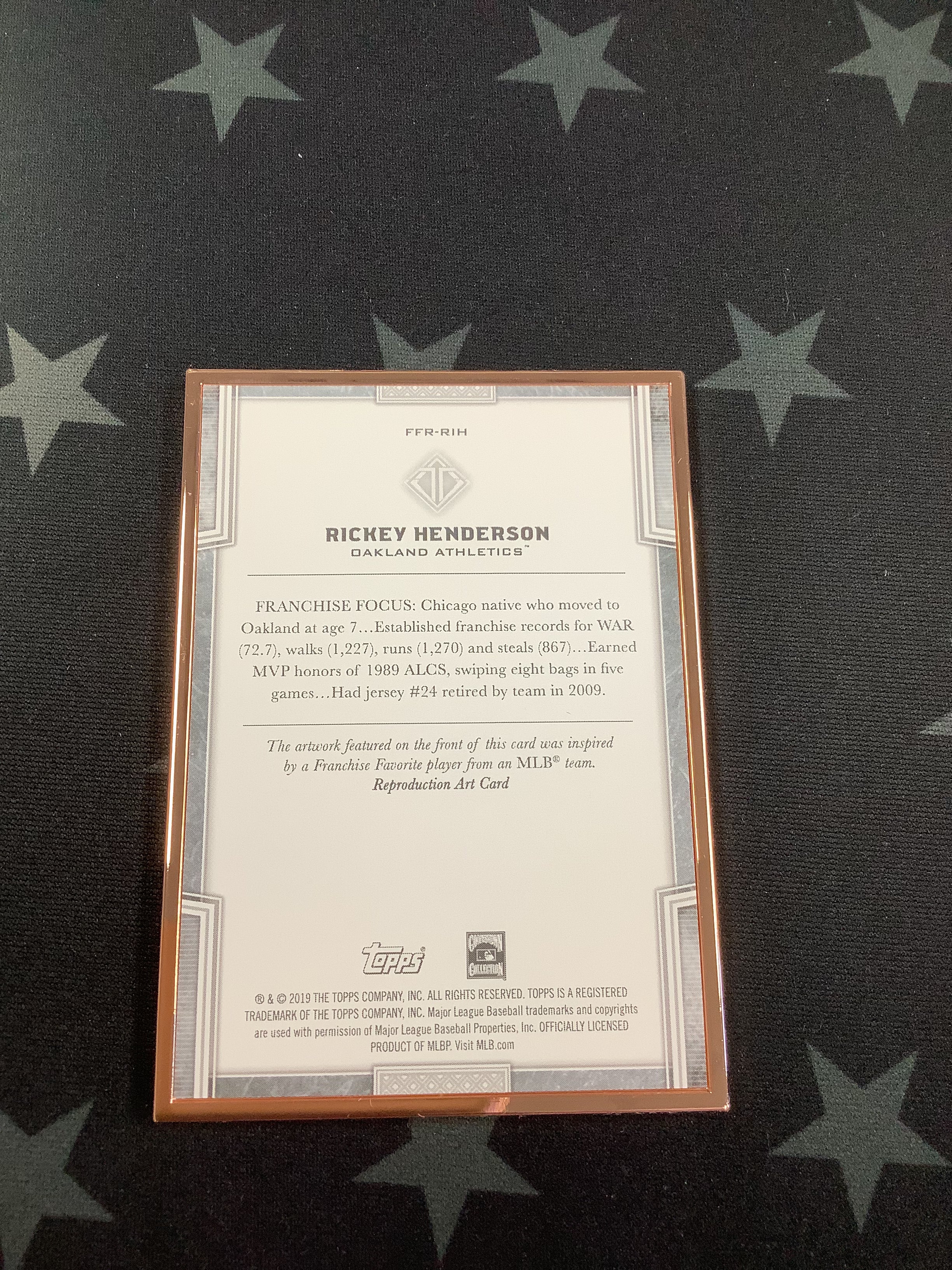 2019 Rickey Henderson Franchise Favorites Transcendent Collection Baseball Card #FFR RIH /100 - Limited Edition MLB Memorabilia for Collectors & Sports Fans
