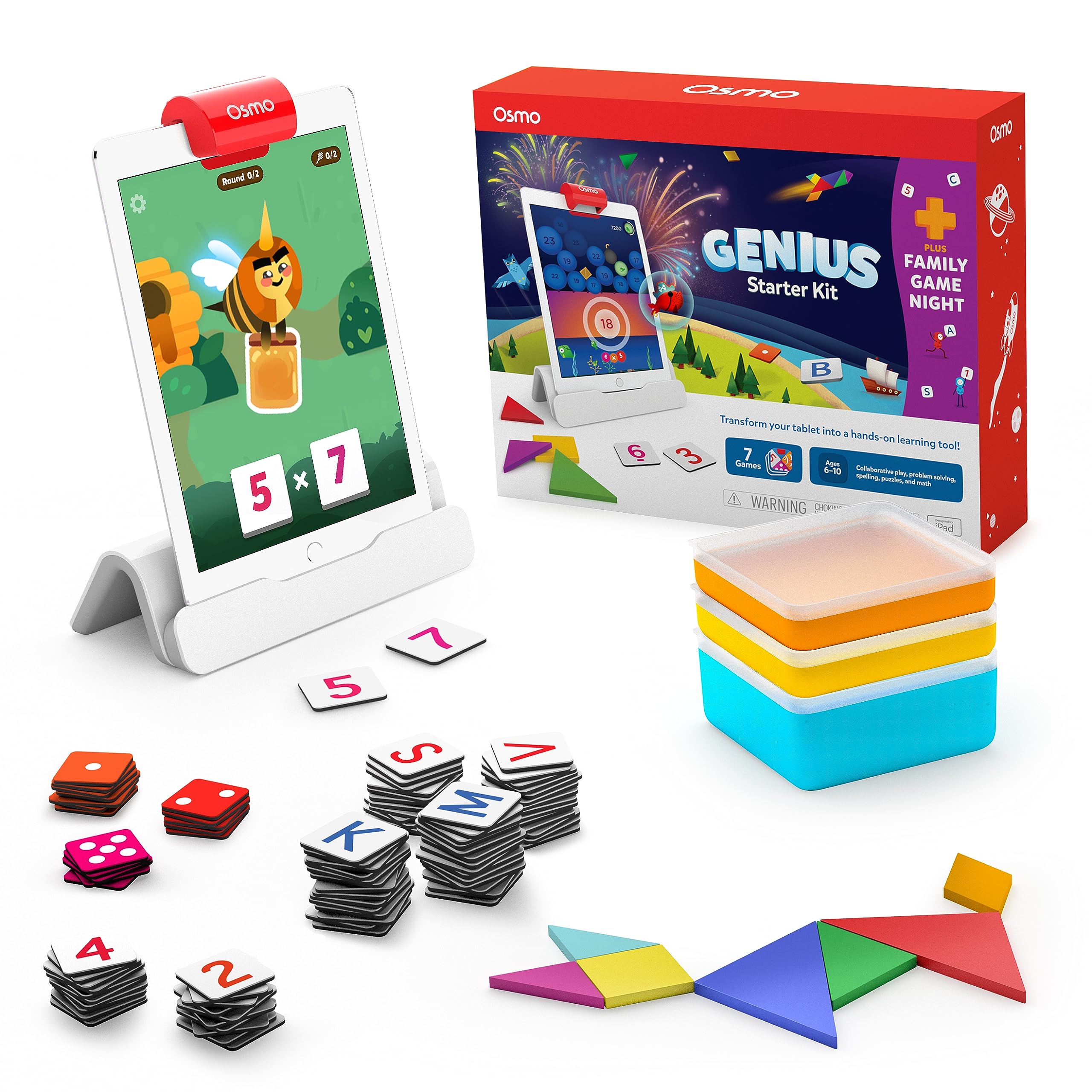 Osmo Genius Starter Kit - 7 Interactive Educational iPad Games for Kids Ages 6-10 | Learn Spelling, Math & Problem Solving | Perfect for Homeschooling & Classroom Learning
