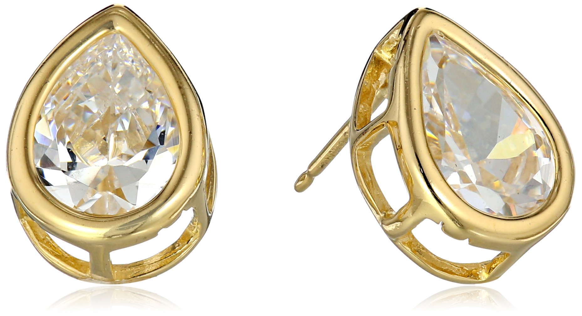 18K Yellow Gold Plated Sterling Silver Cubic Zirconia Stud Earrings for Women - Elegant Everyday Jewelry Gift for Birthday, Anniversary & Special Occasions