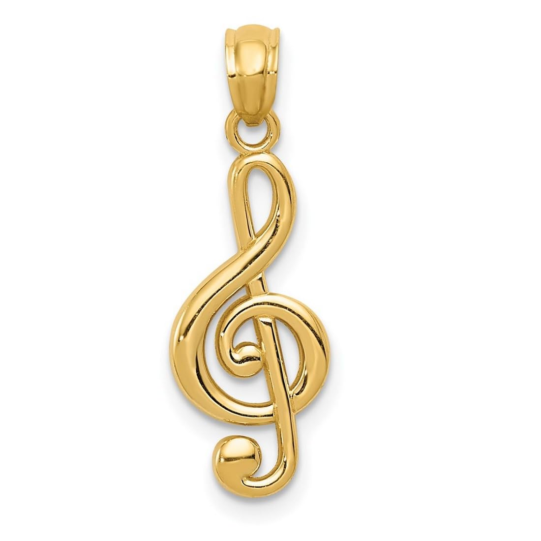 14K Yellow Gold Polished Music Note Pendant Necklace for Women - Elegant Gift for Musicians, Music Lovers & Special Occasions
