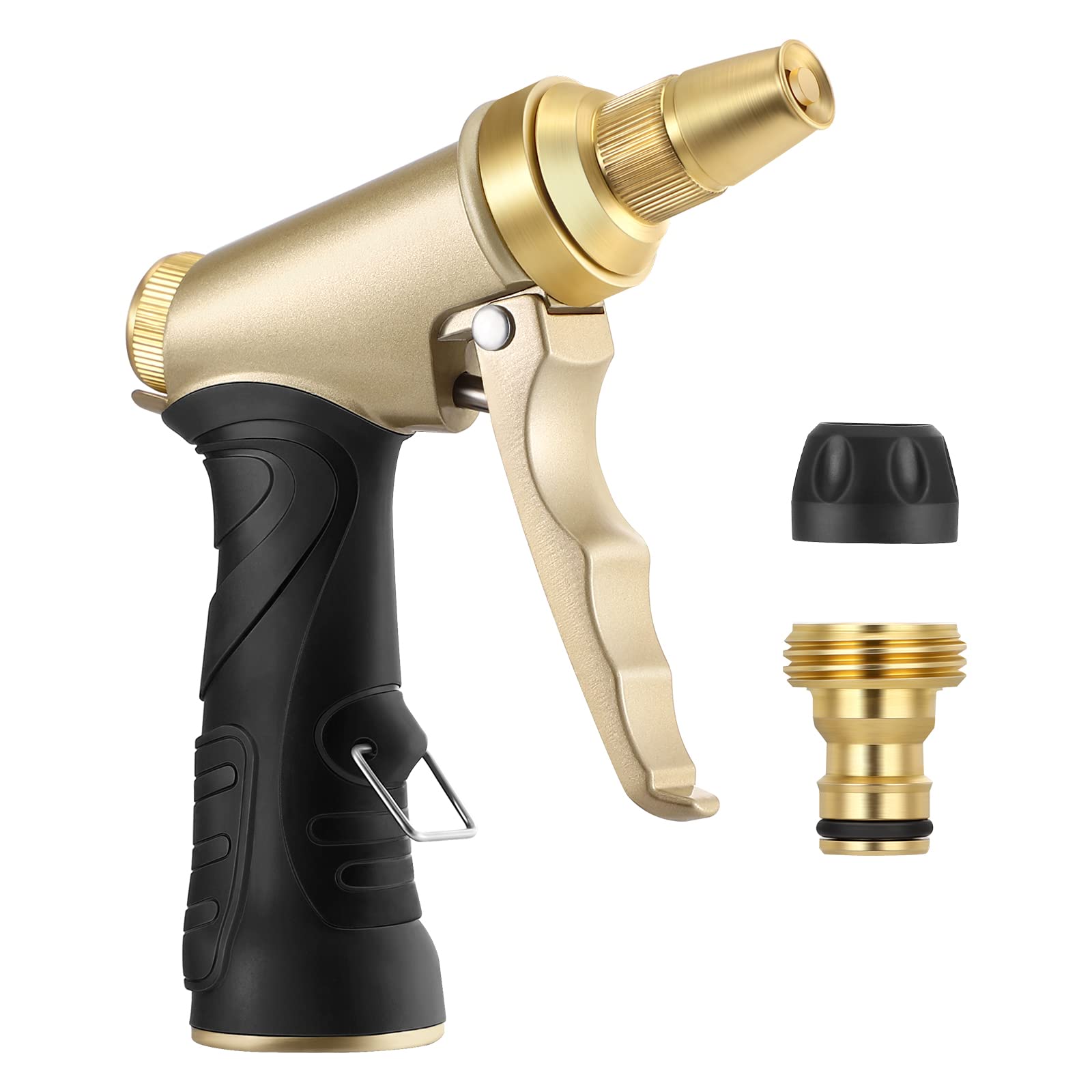 DEWENWILS Heavy Duty Metal Garden Hose Nozzle Sprayer - 4 Watering Patterns (Jet, Mist, Shower, Stream) with Full Brass Nozzle for Car Washing, Pet Bathing, Plant Watering & Outdoor Play
