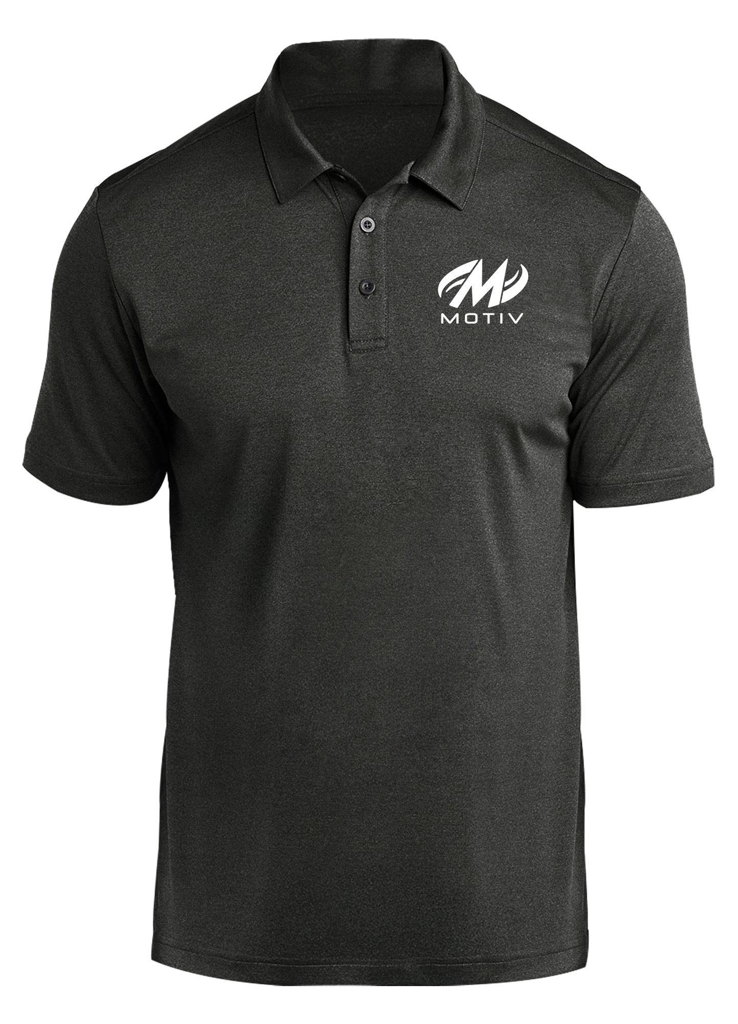 Motiv White Prime Polo Shirt - Black Heather | Men's Casual & Athletic Performance Polo for Golf, Work & Everyday Wear