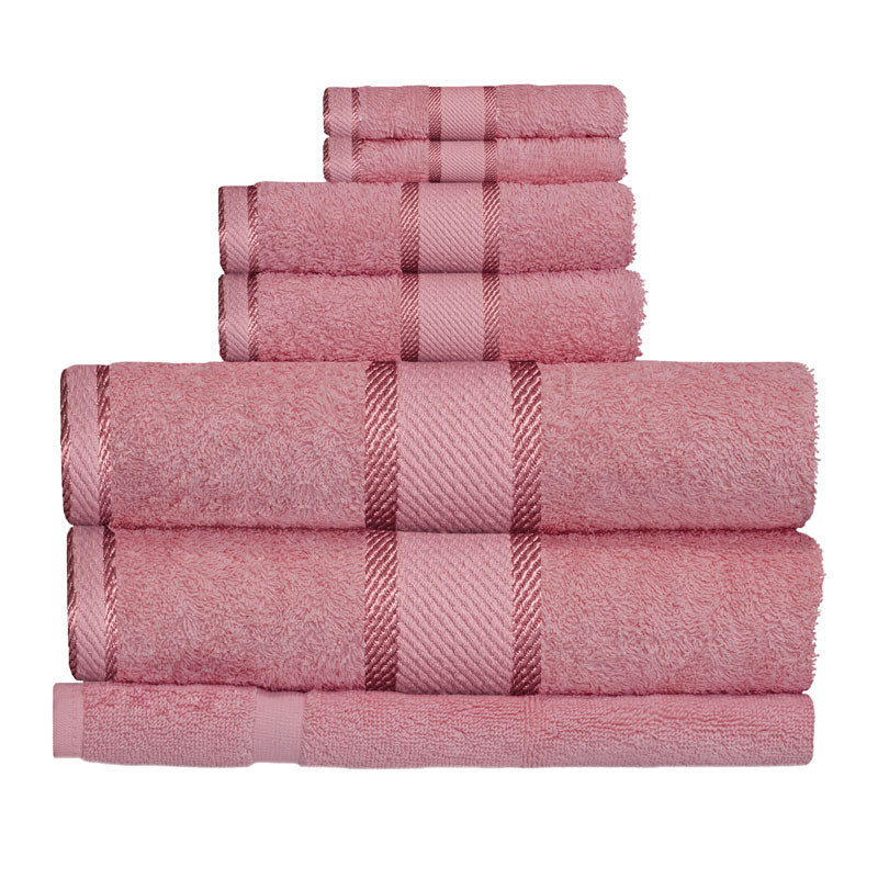 100% Cotton Bath Towels Set - 7pc Rose Pink Luxury Towels for Spa, Bathroom & Beach | Soft, Absorbent & Quick-Drying