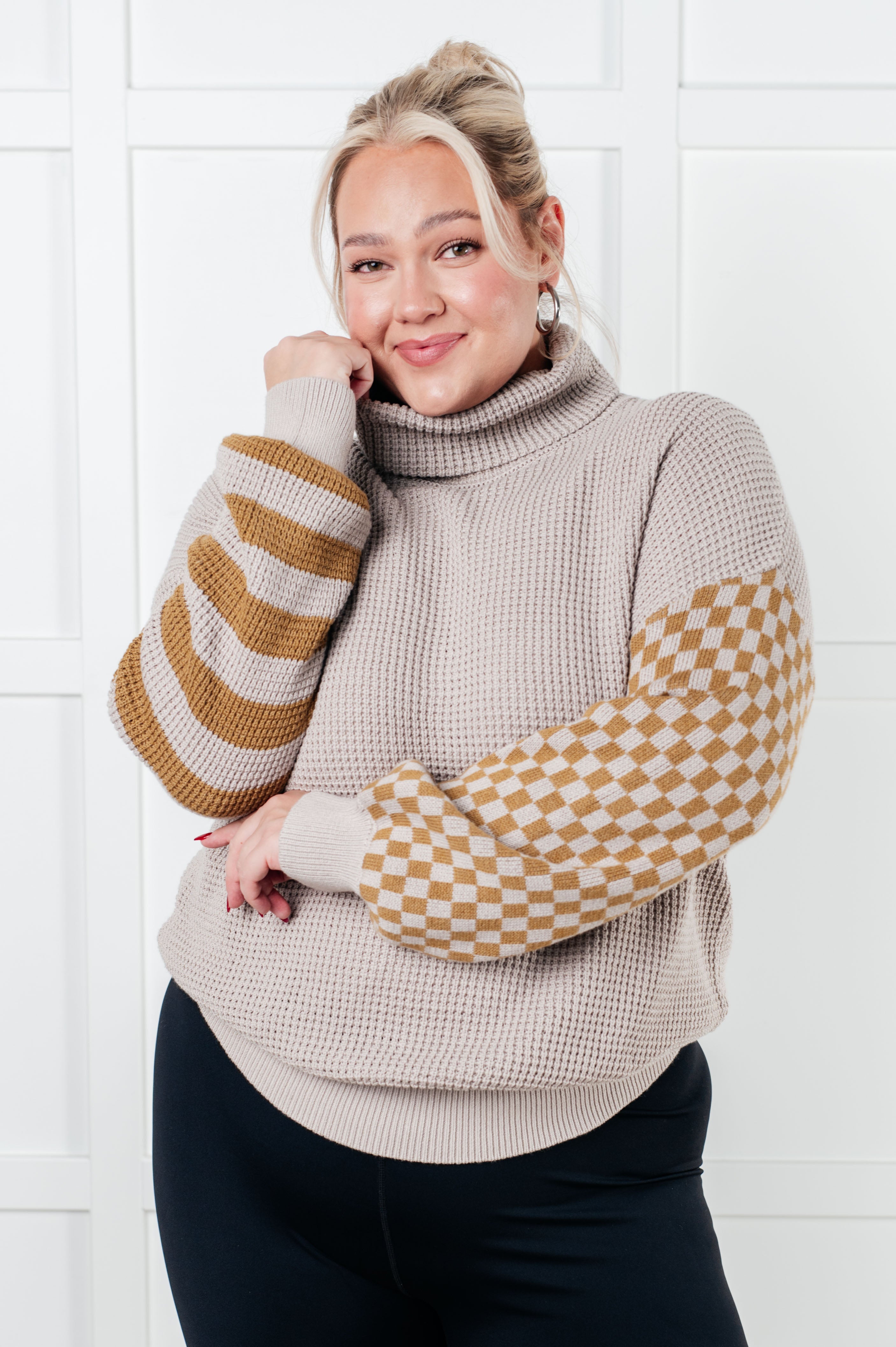 Stylish Patchwork Waffle Knit Sweater for Women | Cozy Winter Pullover | Perfect for Fall & Winter Fashion, Casual Outings & Holiday Gatherings
