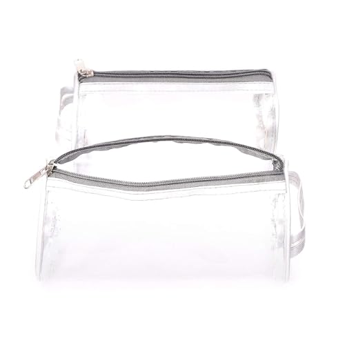 CARTXOMY 2-Pack Clear PVC Makeup Bags with Zipper - Waterproof Travel Toiletry Organizer for Cosmetics, Jewelry & Essentials - Perfect for Gym, Vacation & Daily Use