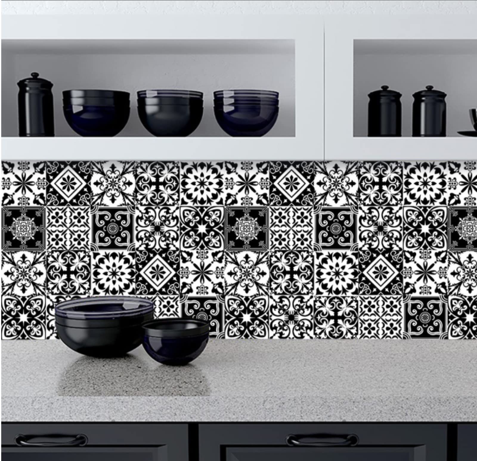 Nordic Minimalist Peel and Stick Tile Stickers - 30cm×30cm (10Pcs) Self-Adhesive Mosaic Wall Decals for Kitchen, Bathroom & Home Renovation - Oil-Resistant, Easy DIY Home Decor Upgrade