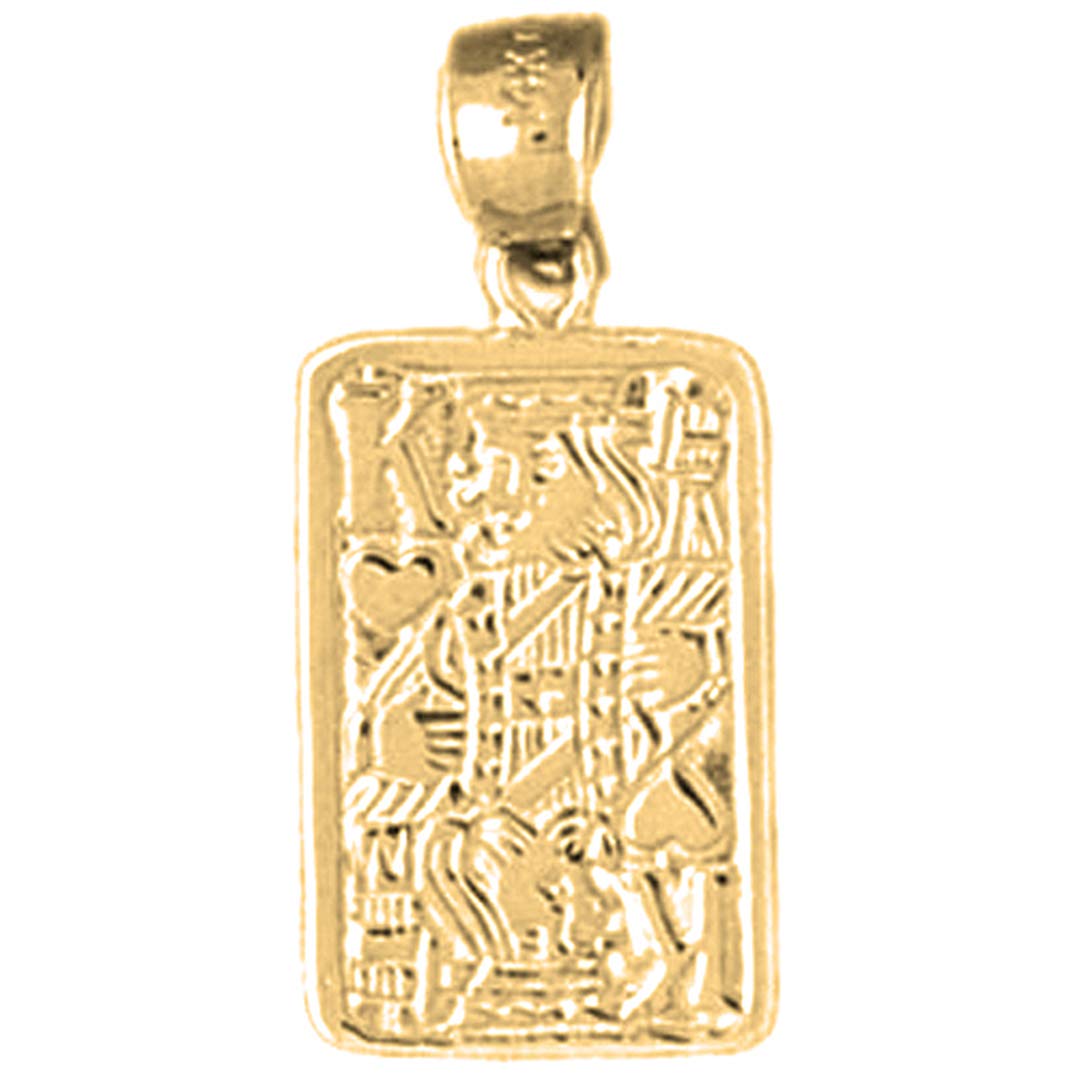 14K Yellow Gold Playing Cards King of Hearts Pendant Necklace - 24mm Jewelry for Men & Women - Perfect Gift for Valentine's Day, Anniversary & Poker Lovers