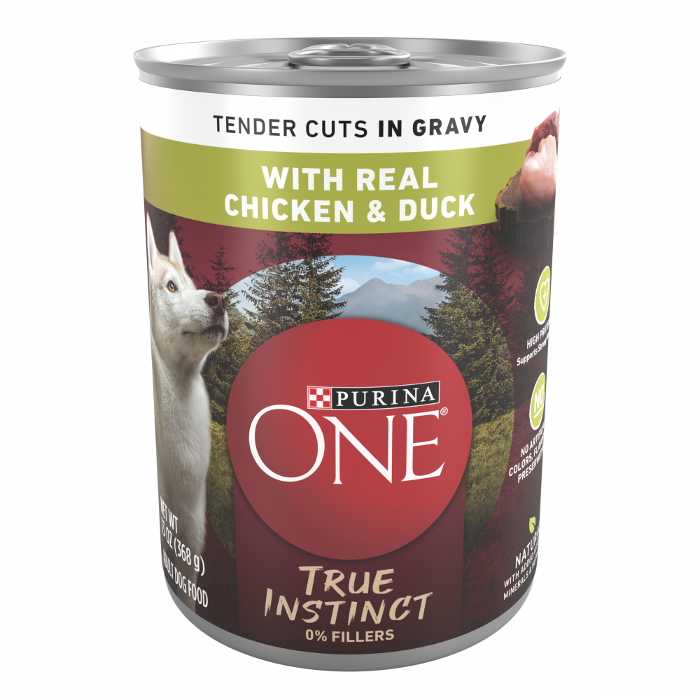 Purina ONE SmartBlend True Instinct Grain-Free Chicken & Duck Tender Cuts in Gravy Canned Dog Food - High Protein Wet Food for Adult Dogs, Perfect for Mealtime & Training Rewards