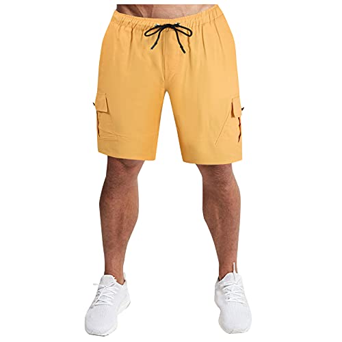 FMCHICO Men's Cargo Shorts with Elastic Waist - Relaxed Fit Cotton Casual Shorts for Outdoor, Work & Travel | Lightweight & Comfortable Summer Shorts for Hiking, Camping & Everyday Wear
