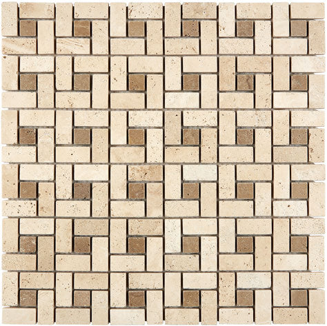 Ivory Travertine Pinwheel Mosaic Tile - Small & Large Size Natural Stone Wall & Floor Tile for Bathroom, Kitchen Backsplash & Shower Decor