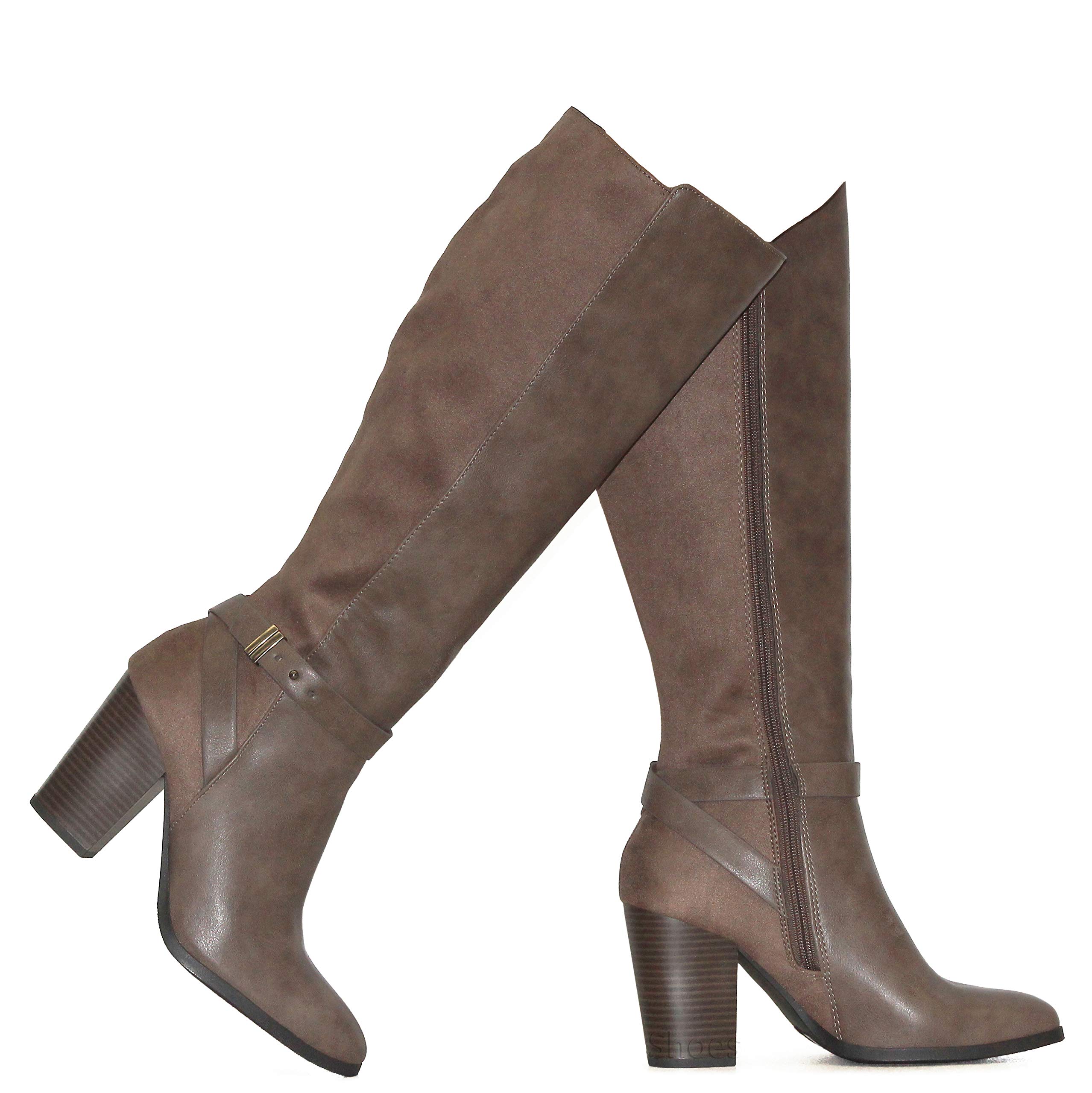 MVE Women's Soda Mid-Calf Dress Boots with Back Laces - Stylish Ankle Boots for Women, Comfortable Casual & Office Wear, Perfect for Fall Winter Outfits, Date Night and Work