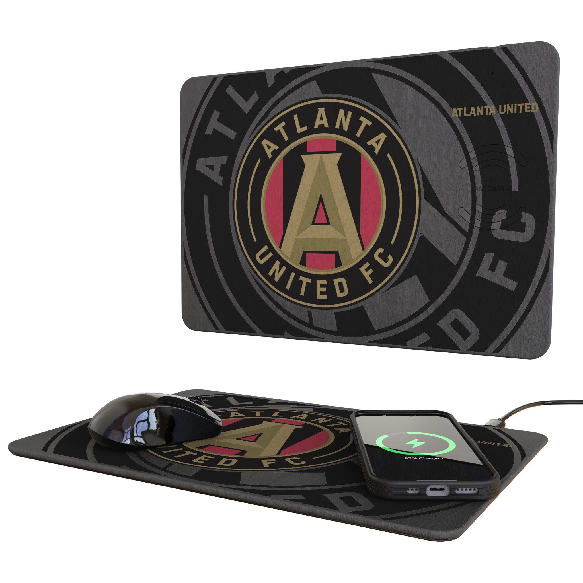 Atlanta United FC Monocolor Tilt 15W Wireless Charger & Mouse Pad - Fast Charging Gaming & Office Desk Accessory for Fans