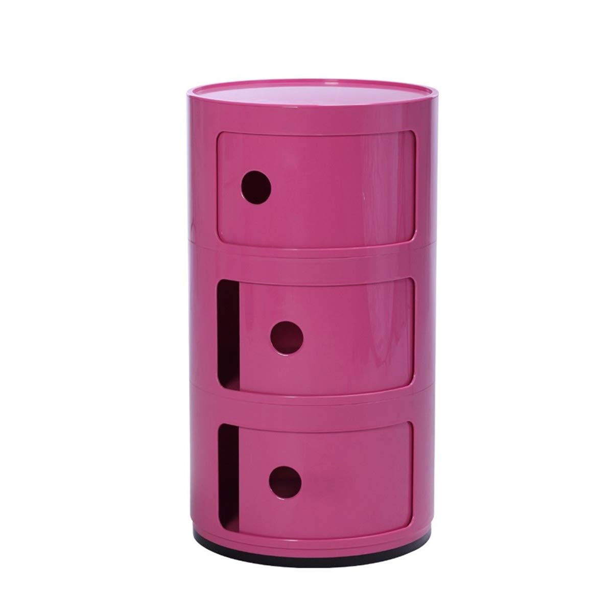 Pink 3-Door Vertical Dresser Storage Tower with Easy Pull ABS Plastic Bins - Nightstand, End Table & Bedroom Organizer for Hallway, Entryway, Closet Storage (Perfect for Small Spaces & Apartment Living)