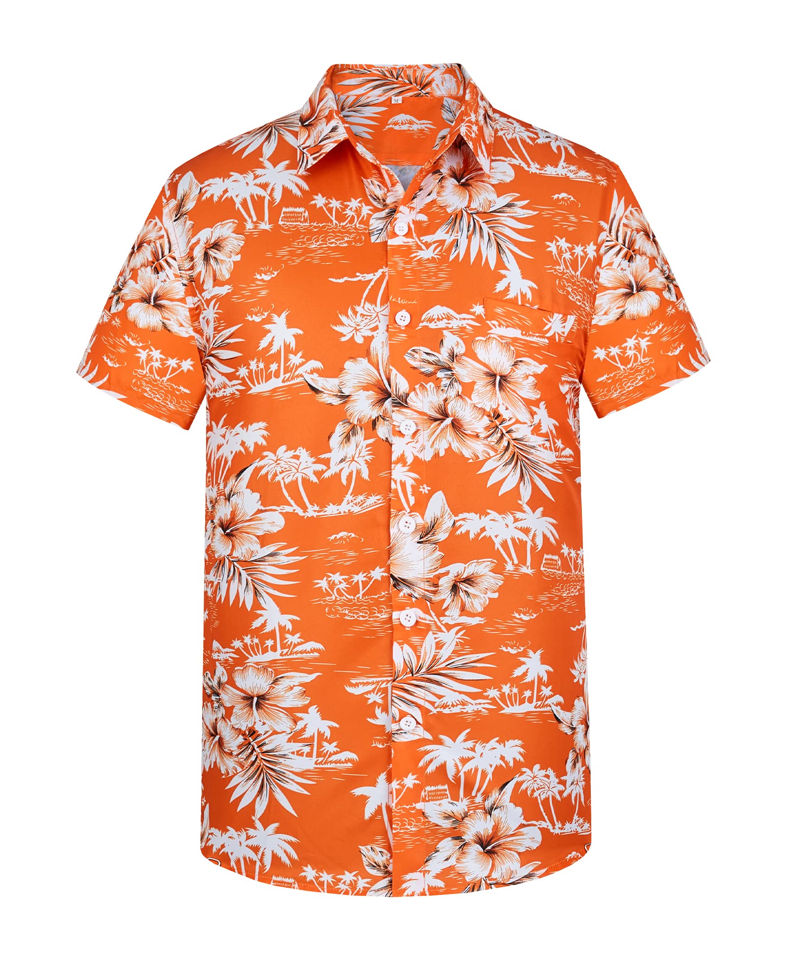 Yoimira Men's Hawaiian Shirts - Floral Print Short Sleeve Casual Button Down Aloha Shirts for Beach Vacation & Summer Outings