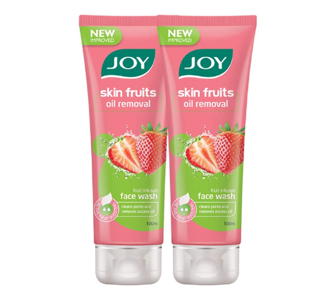 Joy Skin Fruits Oil Removal Strawberry Face Wash - 2 Pack (2 x 100ml) - Gentle Cleansing for Oily & Acne-Prone Skin - Perfect for Morning & Night Skincare Routine