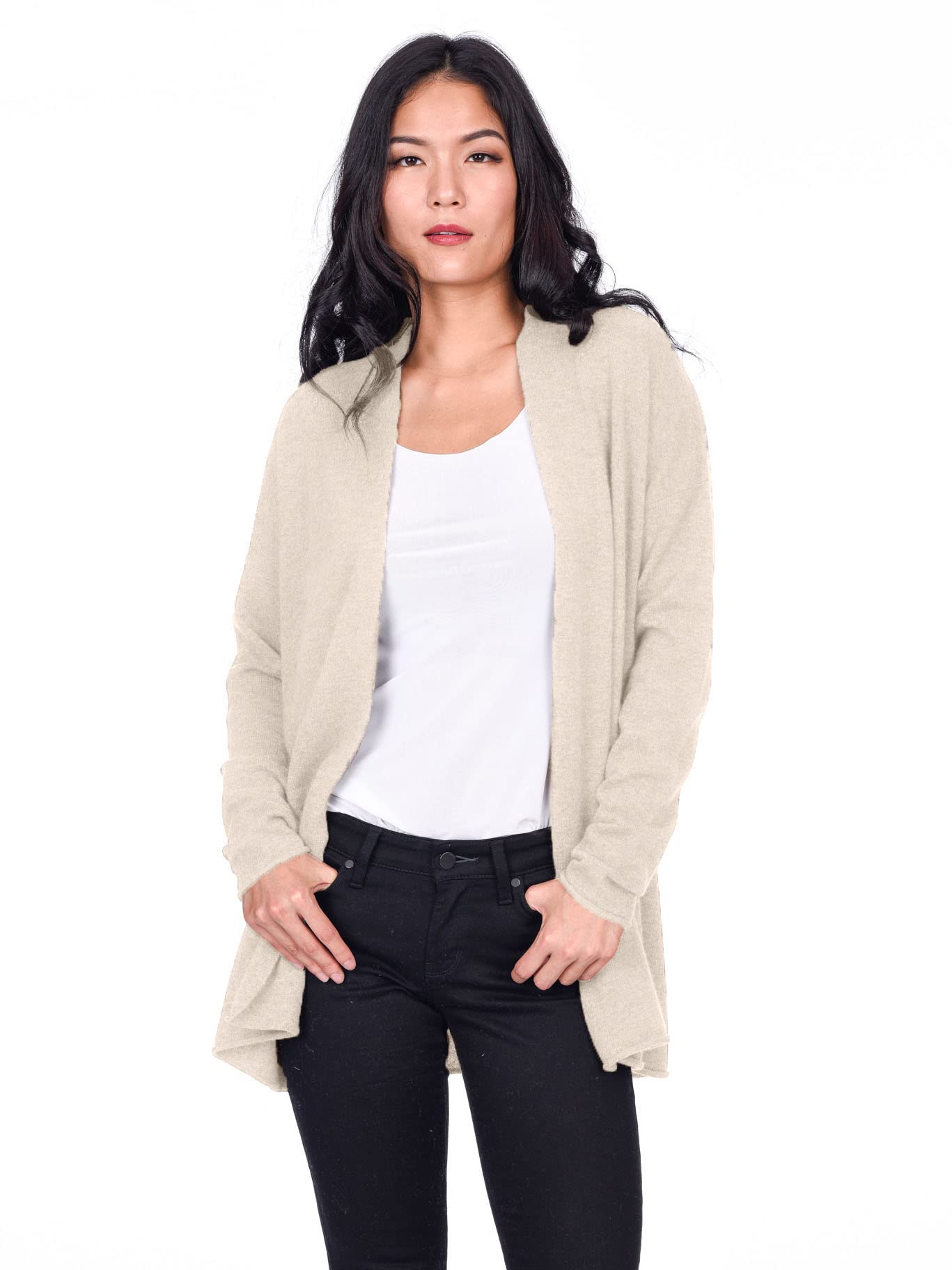 100% Pure Cashmere Cardigan for Women - Lightweight Mid-Thigh Cashmere Sweater Wrap | Soft & Warm Winter Layering Piece for Office, Travel & Casual Outfits