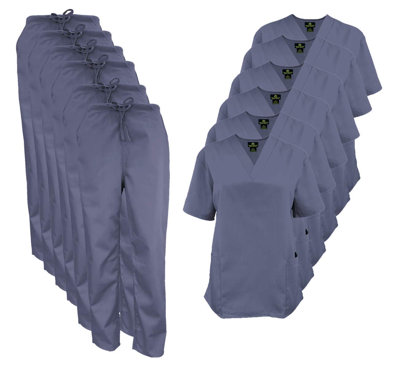 Premium Women's Medical Scrub Set - 6-Pack Comfortable Nursing Uniform Tops & Pants for Healthcare Professionals | Hospital, Clinic & Dental Office Workwear