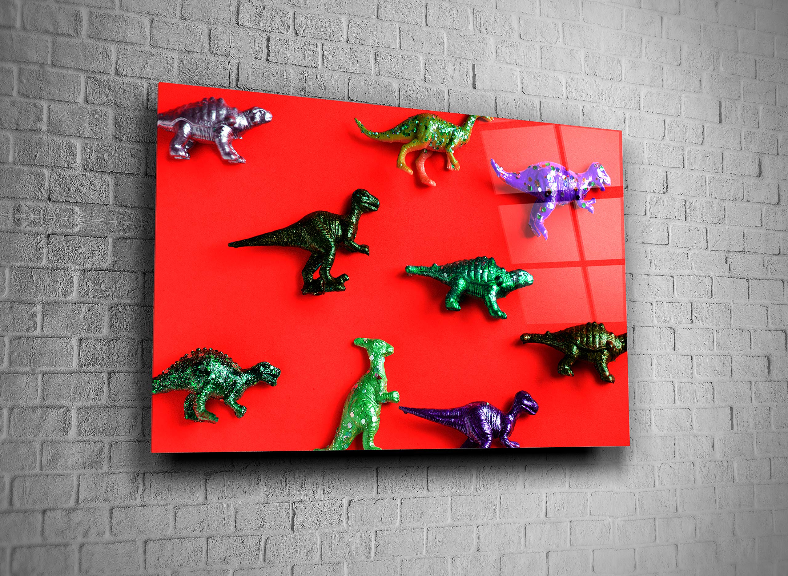 Dinosaurs Toys & Bedroom Decor - Premium Tempered Glass Wall Art Print - Unique Gift for Kids & Dino Lovers - Perfect for Nursery, Playroom & Home Decor