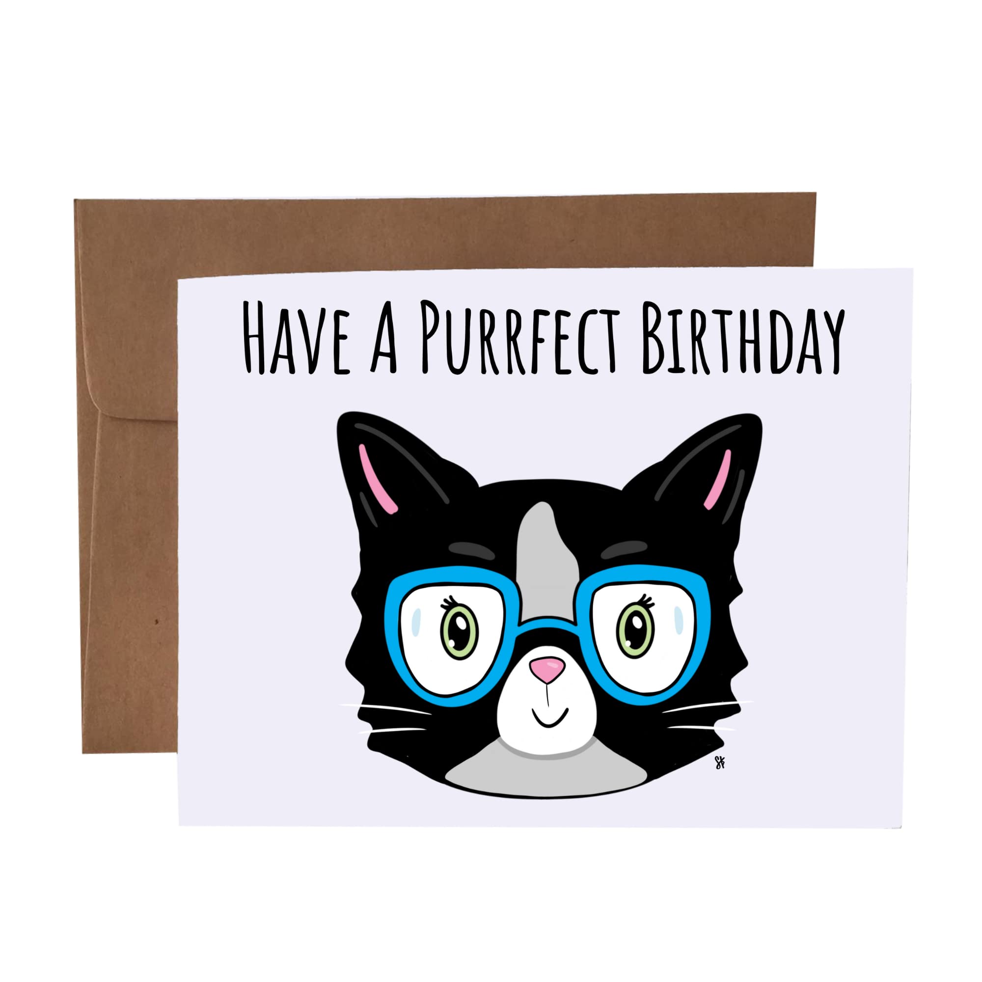 Purrfect Birthday Cat Pun Blank Greeting Card with Envelope - Funny Cat Lover Gift for Birthdays, Anniversaries & Special Occasions - Perfect for Cat Owners, Pet Lovers & Humor Enthusiasts