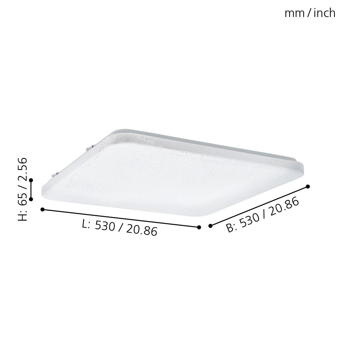 Eglo Frania S 53cm LED Square Flush Mount Ceiling Light - Modern Energy Efficient Lighting for Bedroom, Kitchen & Hallway