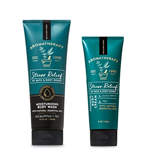 Bath and Body Works Aromatherapy Stress Relief Eucalyptus Tea Gift Set - Full Size Body Cream & Moisturizing Body Wash (2019) - Perfect for Relaxation, Spa Days & Self-Care Gifts