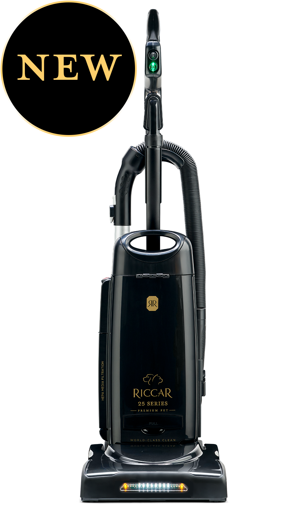 Riccar R25D Deluxe Upright Vacuum Cleaner with HEPA Filtration - Powerful Suction for Pet Hair, Allergies & Deep Cleaning - Ideal for Carpets, Hard Floors & Home Use (Black)