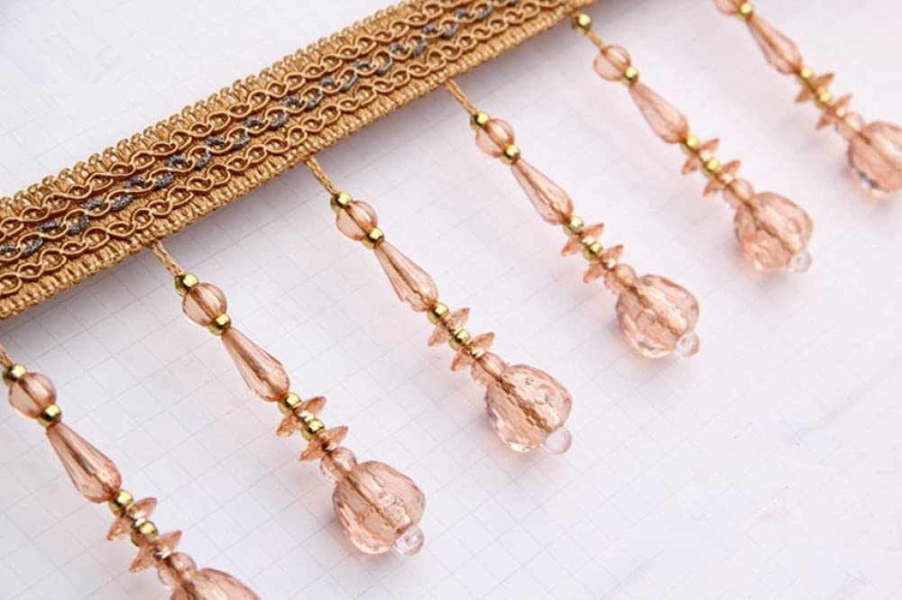 11M Bead Balls Curtain Lace Trims with Tassel Edge - DIY Sewing Lace Ribbon for Window Decor & Home Accessories (Orange) - Perfect for Bedroom, Living Room, Wedding & Party Decorations