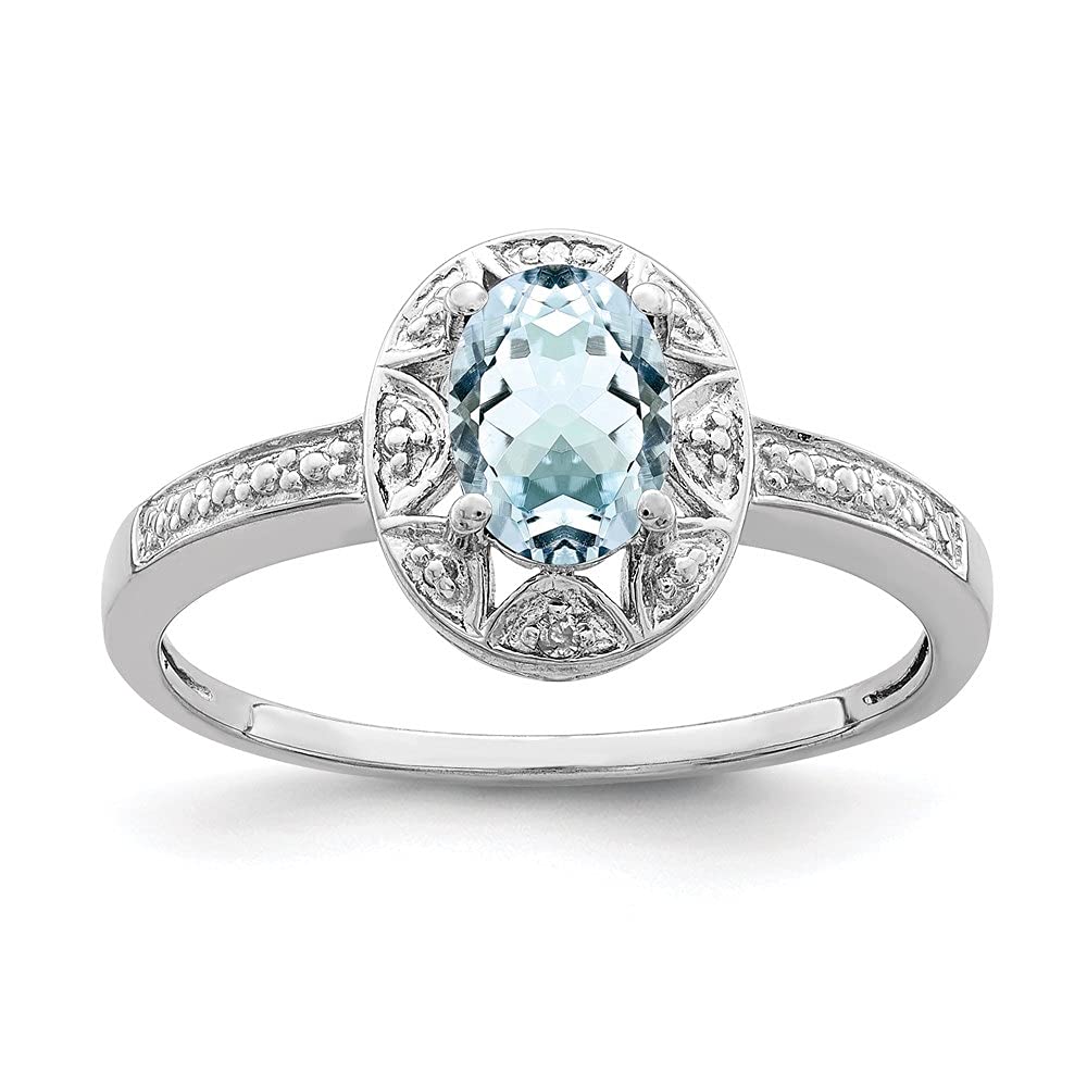 0.71ct Oval Cut Aquamarine Diamond Engagement Ring for Women - 14K White Gold Wedding Band, Promise Ring, Anniversary Gift for Her - Perfect for Proposals, Valentine's Day & Special Occasions