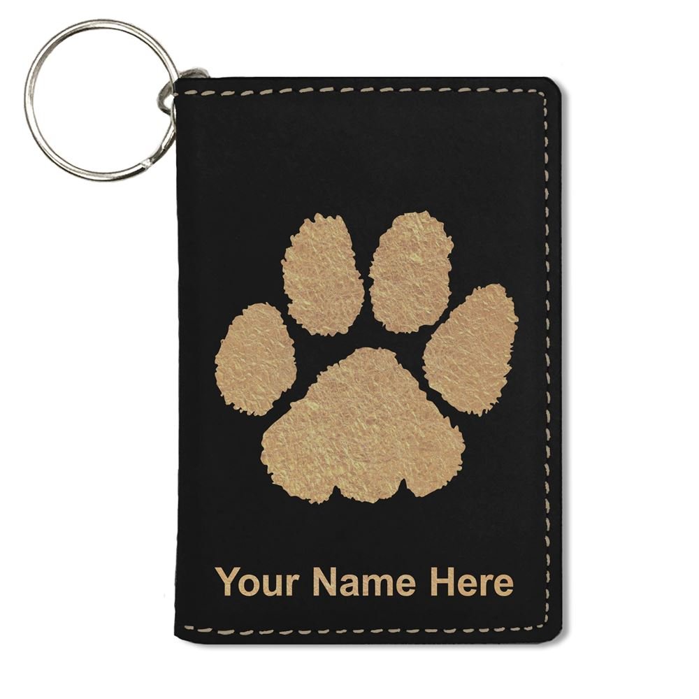 Personalized ID Holder Wallet with Paw Print Engraving - Custom Name Card Case for Pet Lovers, Perfect for Work, Travel, and Everyday Use