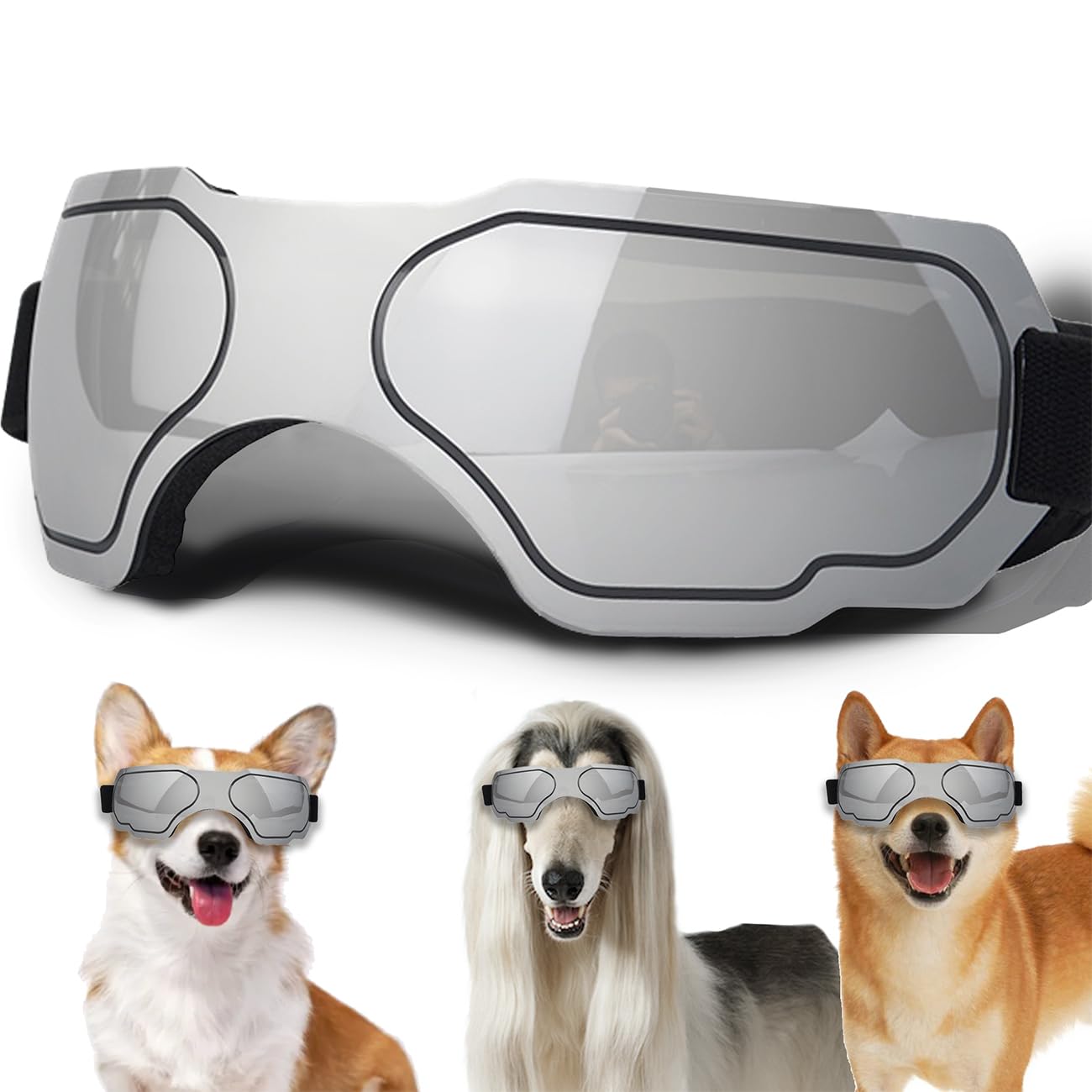 UV Protection Dog Goggles for Medium Dogs - Adjustable Strap, Windproof & Snowproof Pet Sunglasses - Eye Protection for Hiking, Running, Beach & Outdoor Adventures