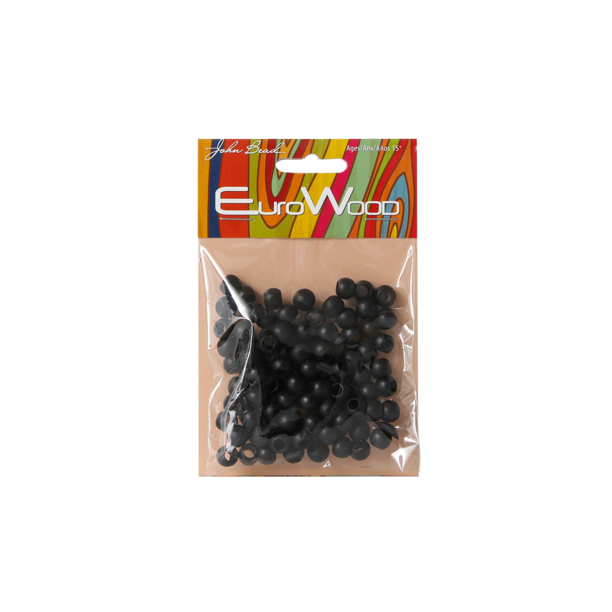 100 Pack Round Large Hole Wooden Beads - Black Natural Wood Craft Beads for DIY Jewelry Making, Bracelets, Necklaces & Home Decor Projects