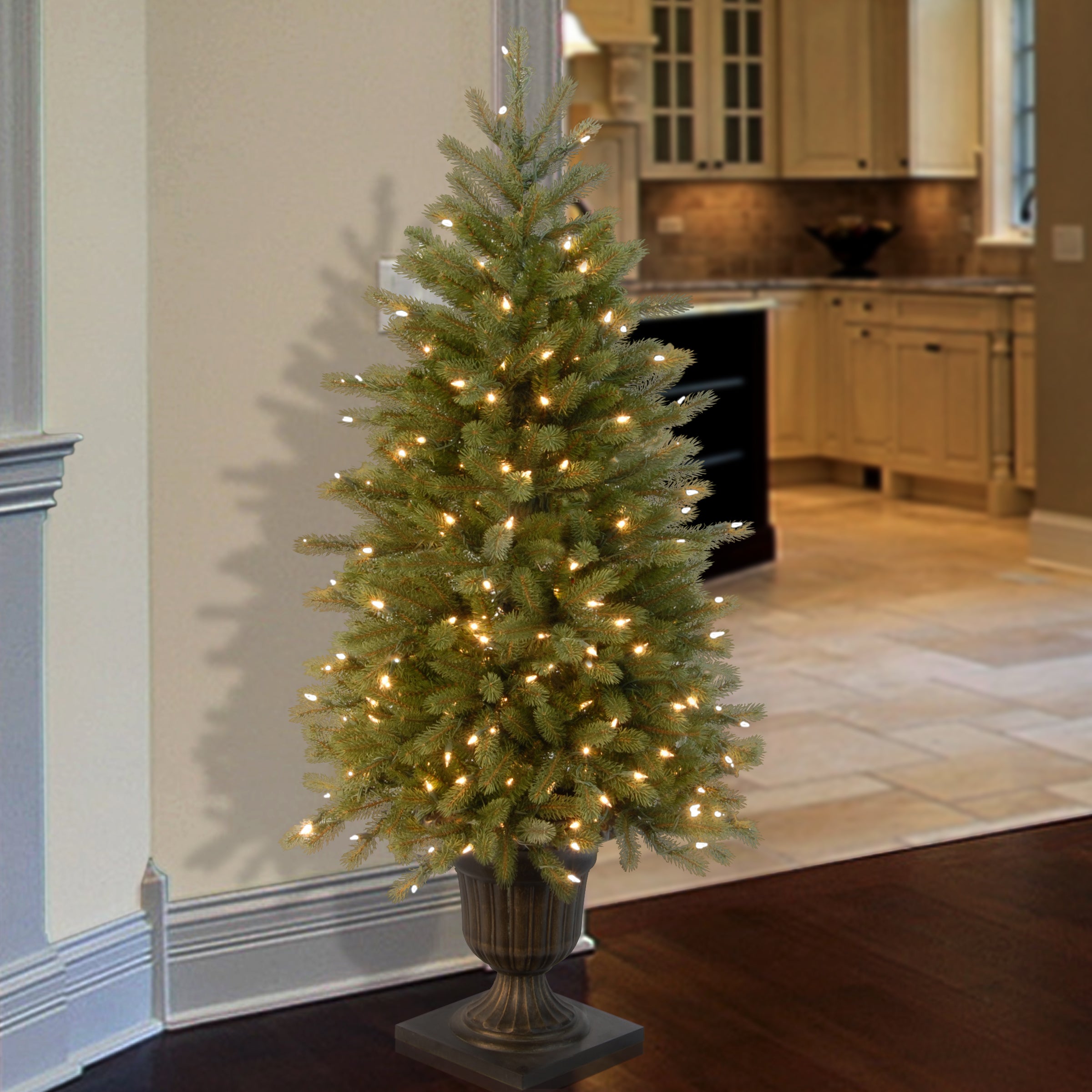4 ft. Pre-Lit Jersey Fraser Fir Artificial Christmas Tree with 300 Clear LED Lights - Perfect for Home, Office, and Holiday Decorations