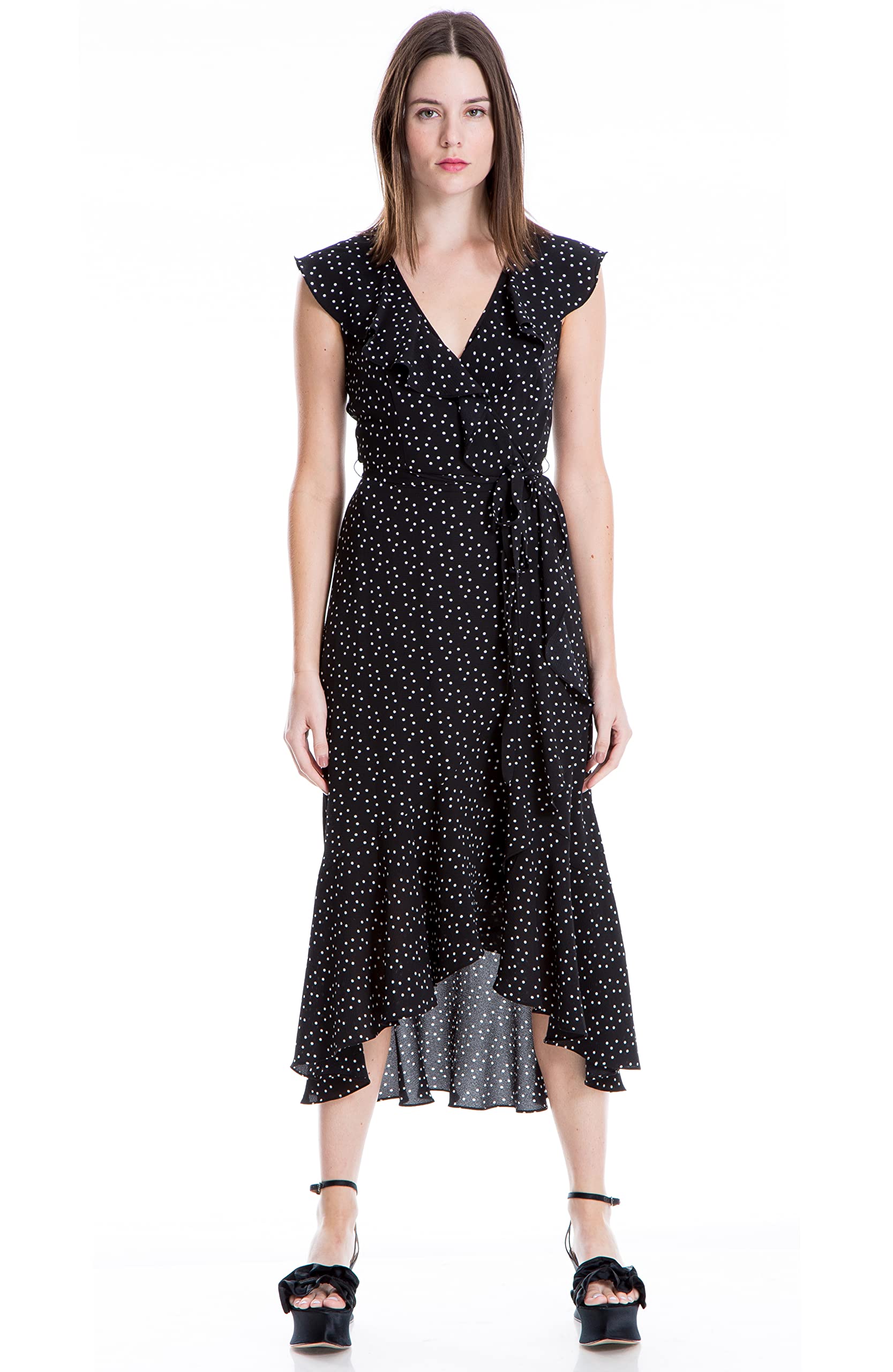 Max Studio Women's Printed Ruffle Wrap Midi Dress - Floral Summer Dress for Casual Outings, Beach Vacations & Date Nights