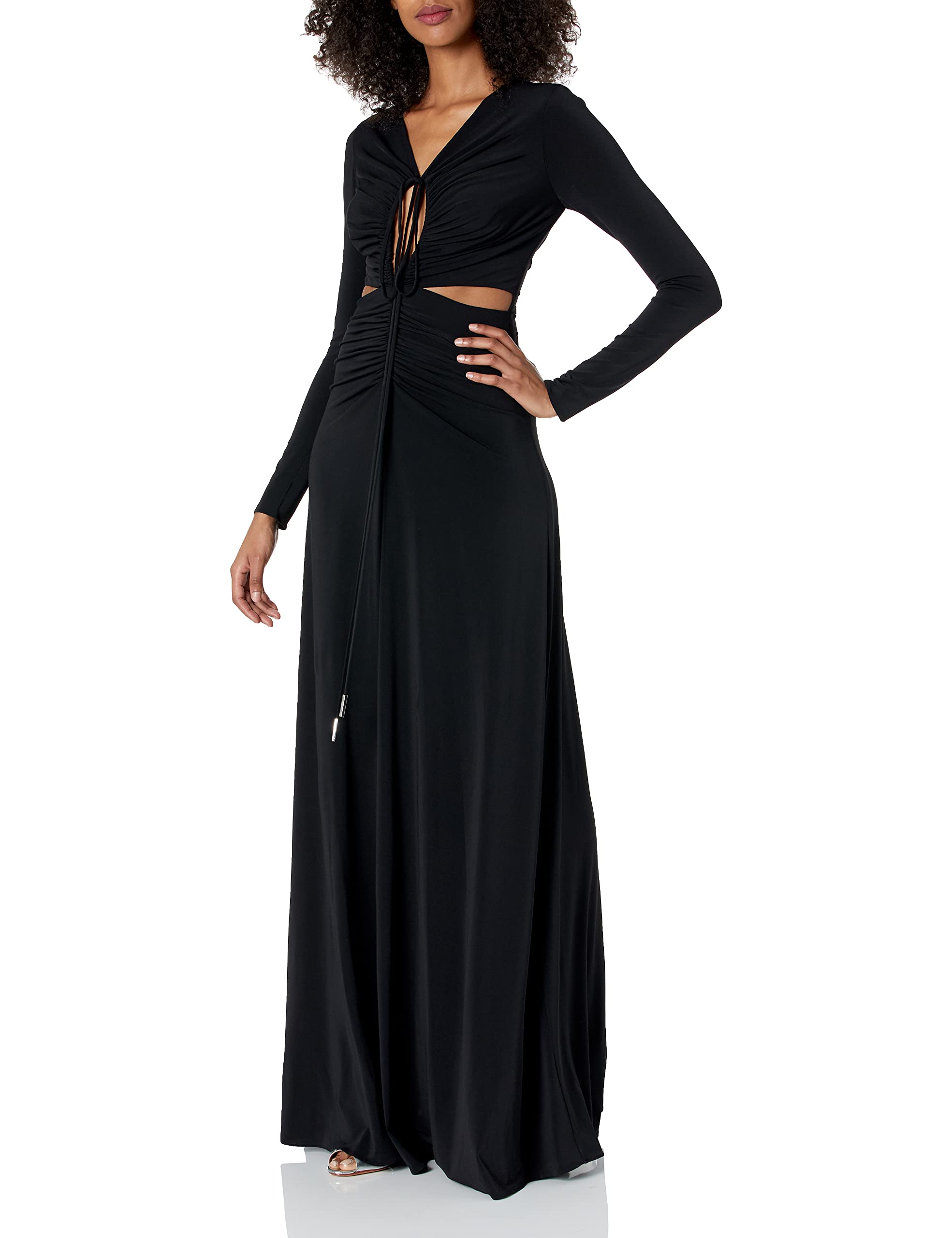 HALSTON Women's Baylee Jersey Halter Gown - Elegant Stretchy Formal Dress for Evening Parties, Weddings & Special Occasions