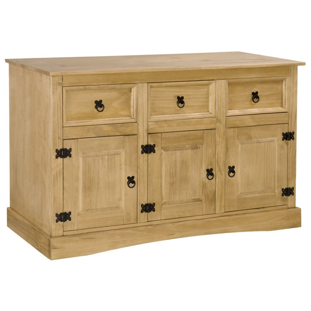 Mexican Pinewood Buffet Sideboard with 3 Doors & Drawers - 52